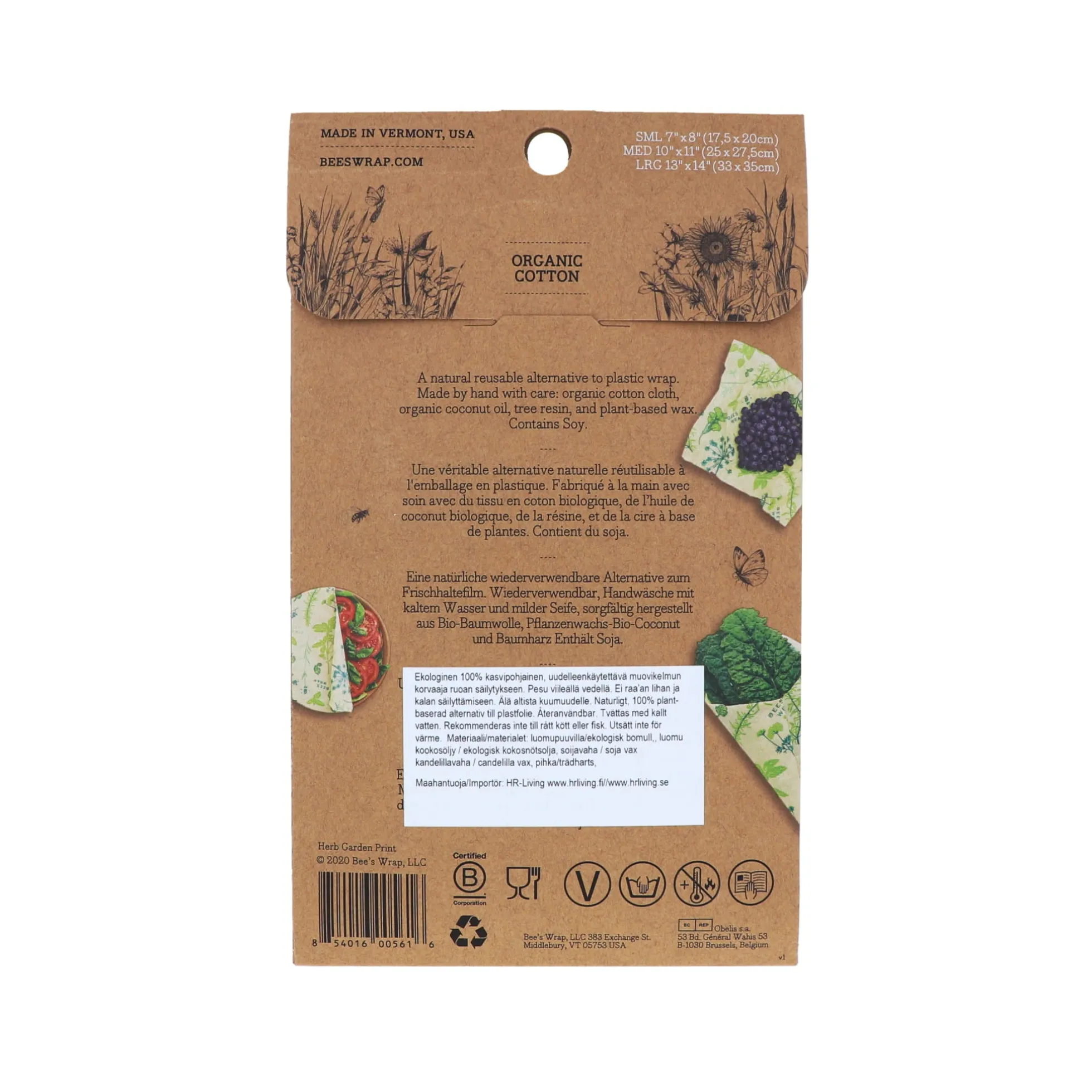 Bee's Wrap 3-pakkaus Vegan Herb Garden