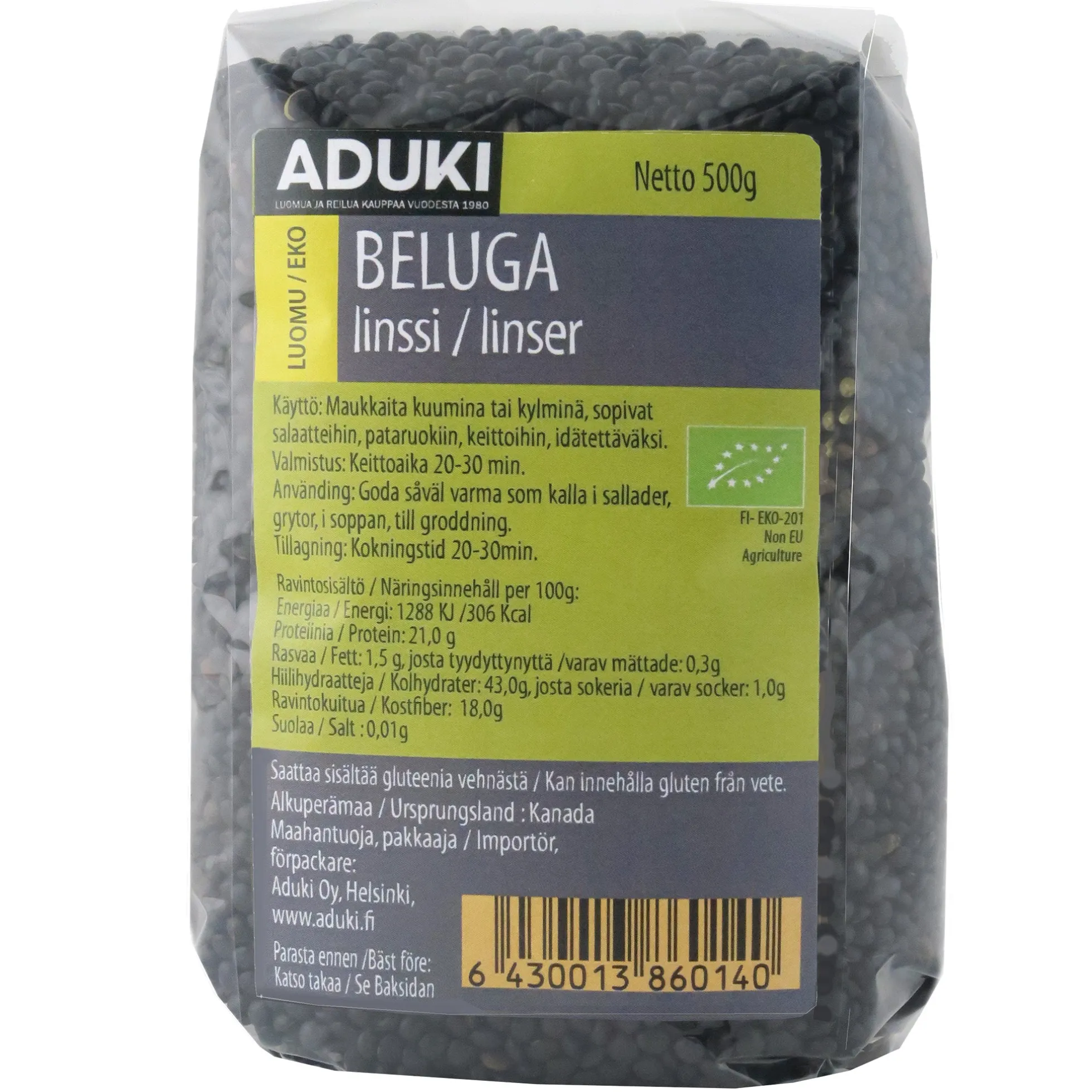 Beluga-linssit (musta linssi), 500 g