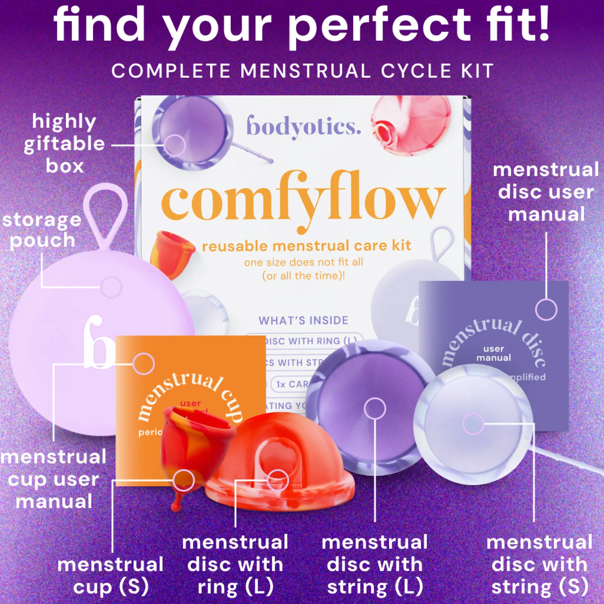 Comfyflow-setti, uudelleenkäytettävät kuukautissuojat 4 kpl