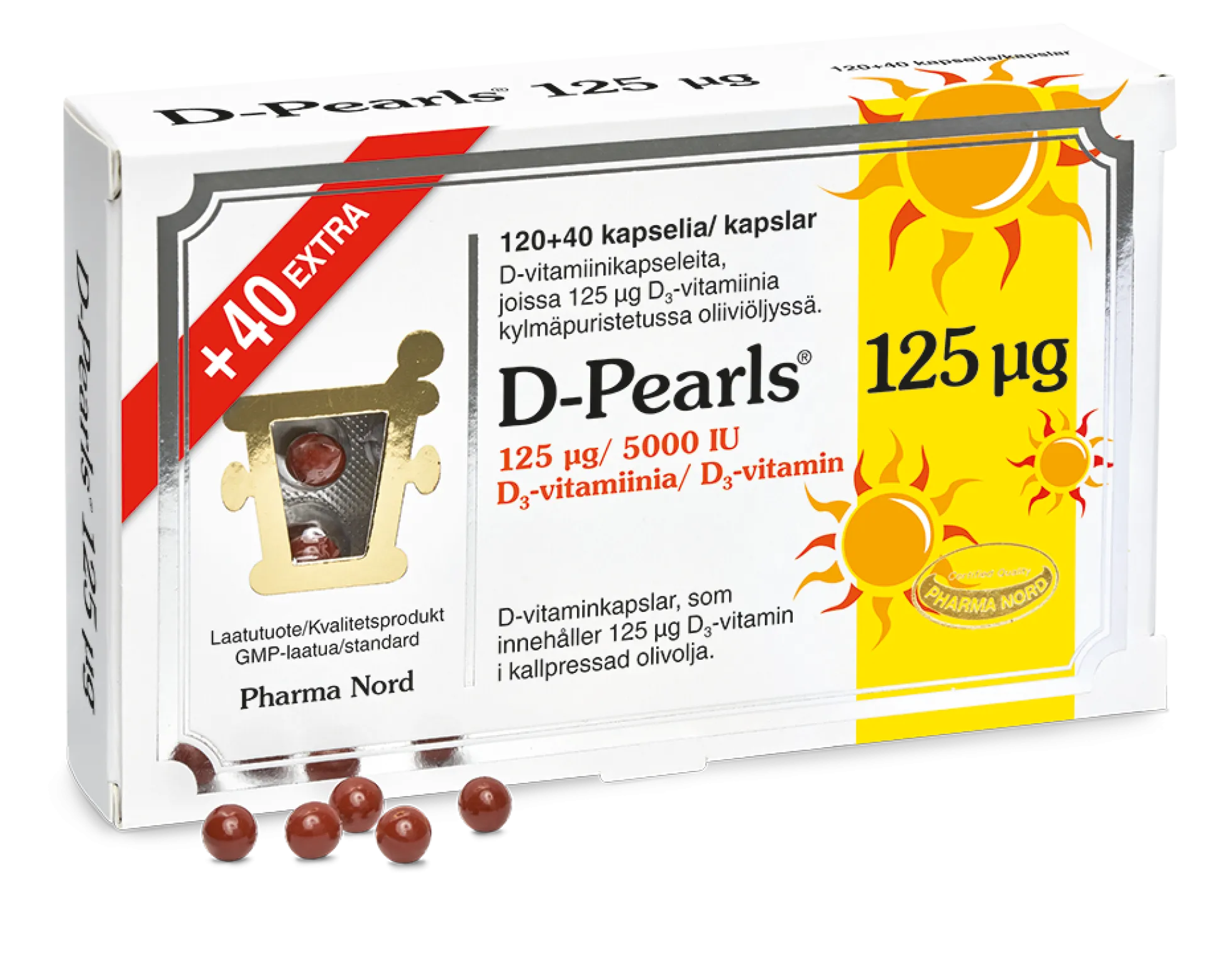 D-Pearls 125 ug Extra, 120+40 kaps.