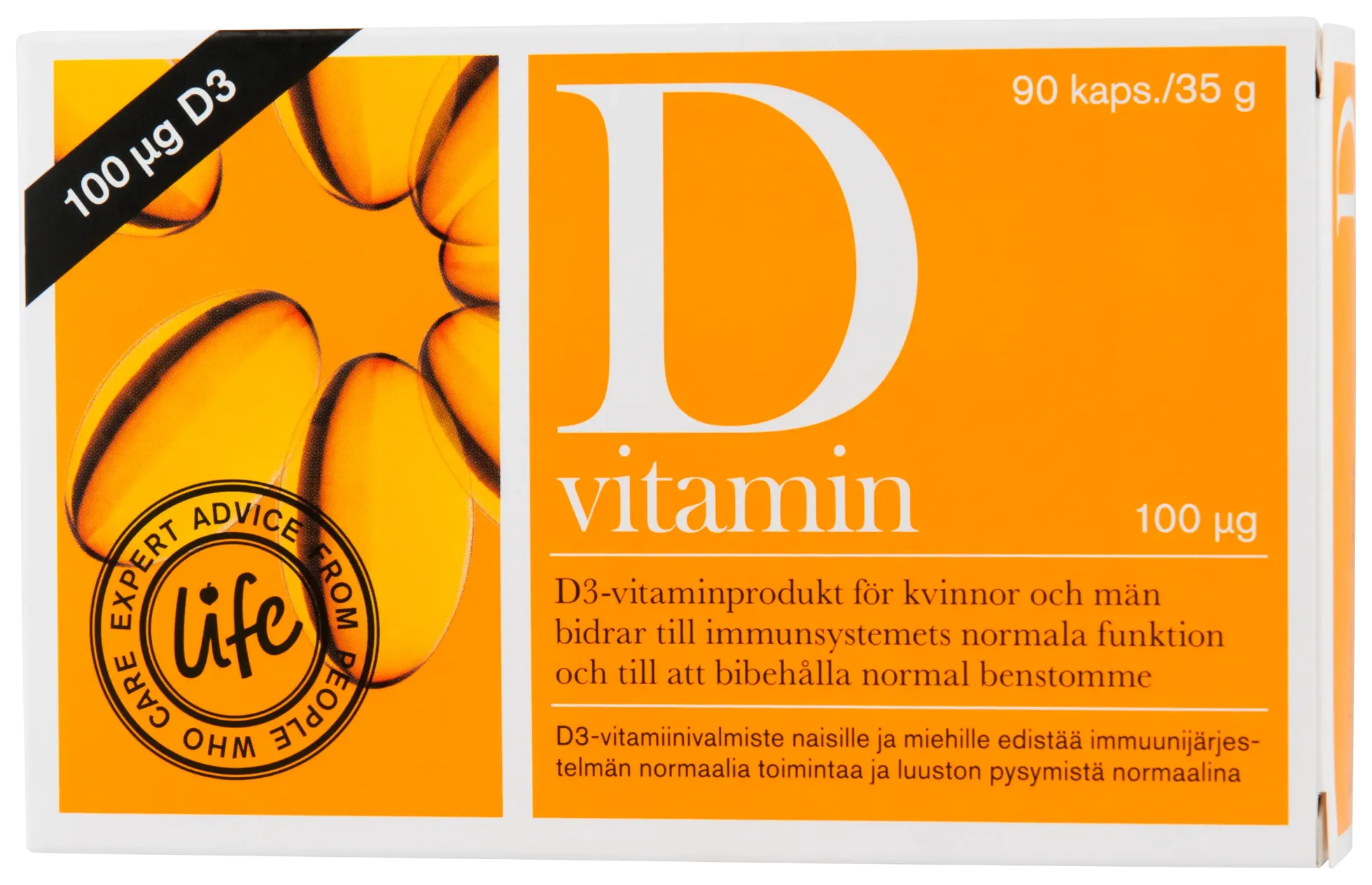D-vitamiini, 100 mcg, 90 kaps