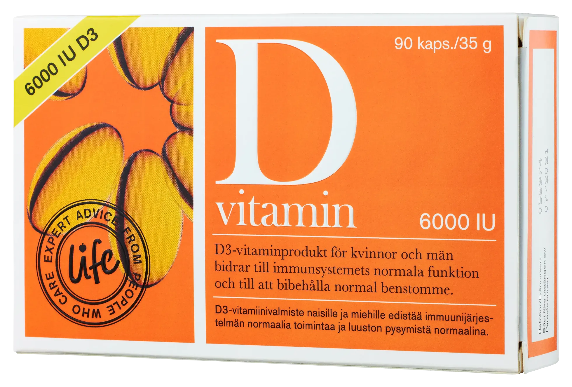 D-vitamiini, 6000IU 150mcg, 90 kaps