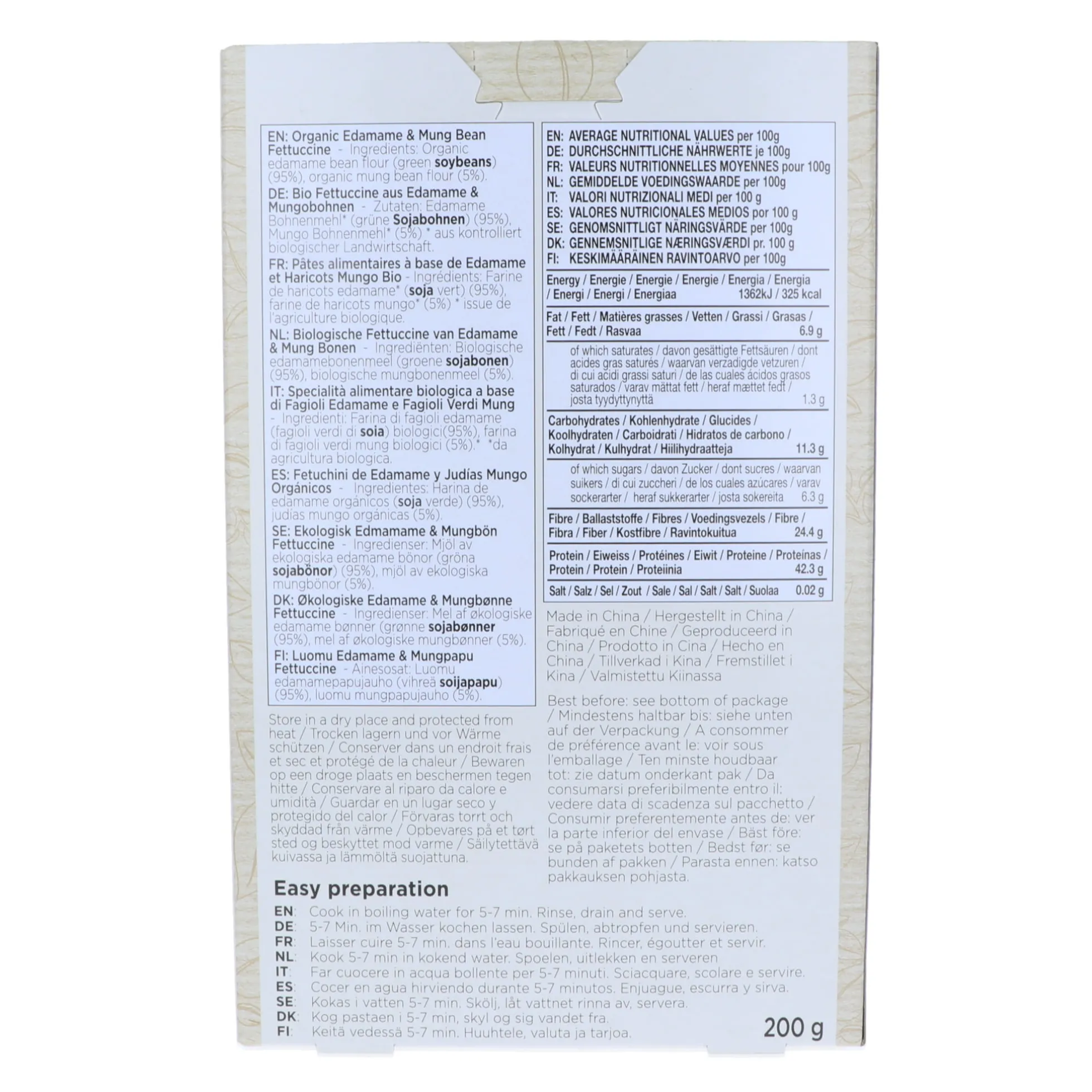 Edamame-mungpapu fettucine-papupasta, 200 g