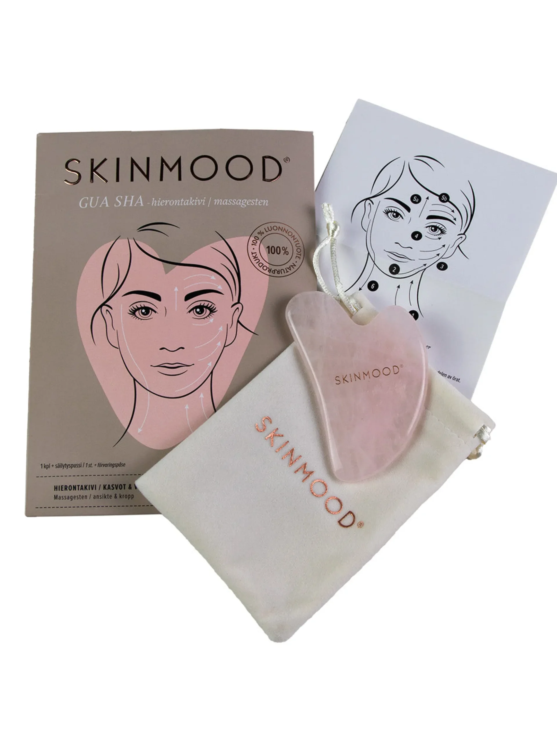 Gua sha Beauty Tool, ruusukvartsi (guasha)
