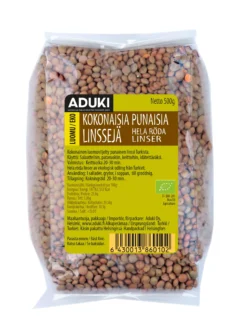 Kokonainen punainen (ruskea) linssi, 500 g