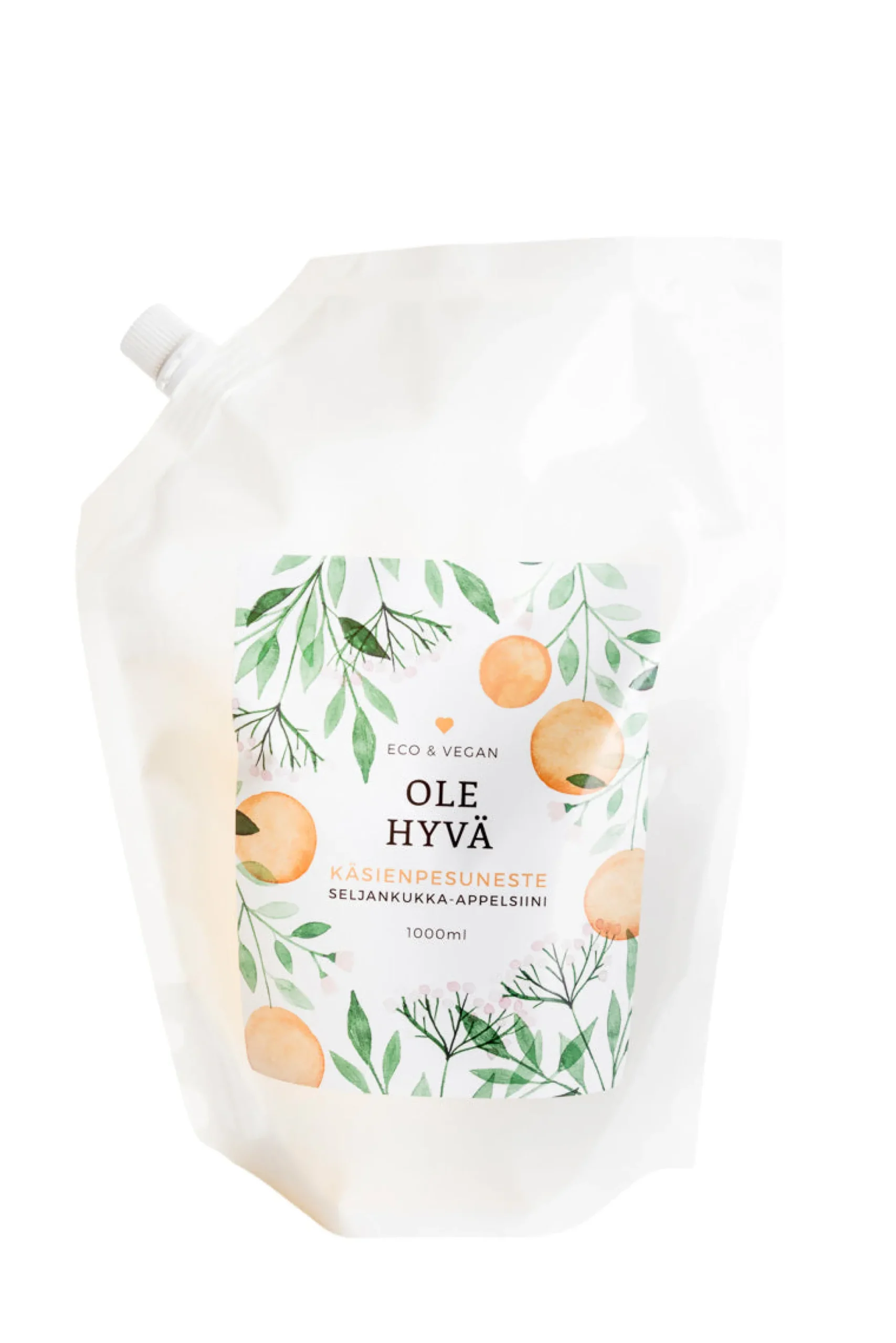Käsienpesuneste, seljankukka-appelsiini, täyttöpussi, 1000 ml