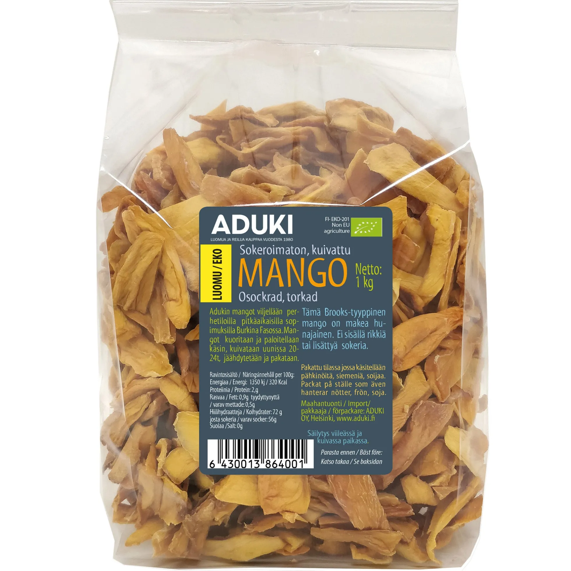 Kuivattu mango, luomu, 1 kg