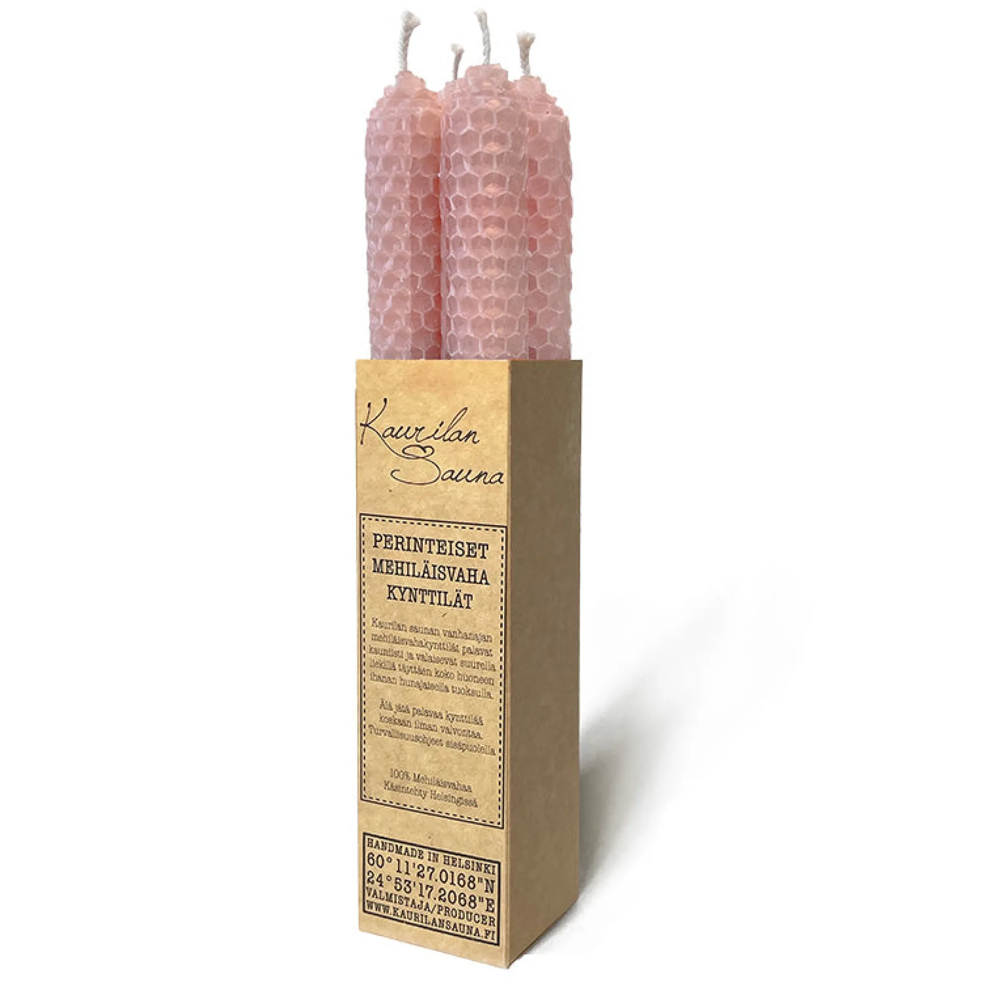 Mehiläisvahakynttilä rosa, 4 kpl