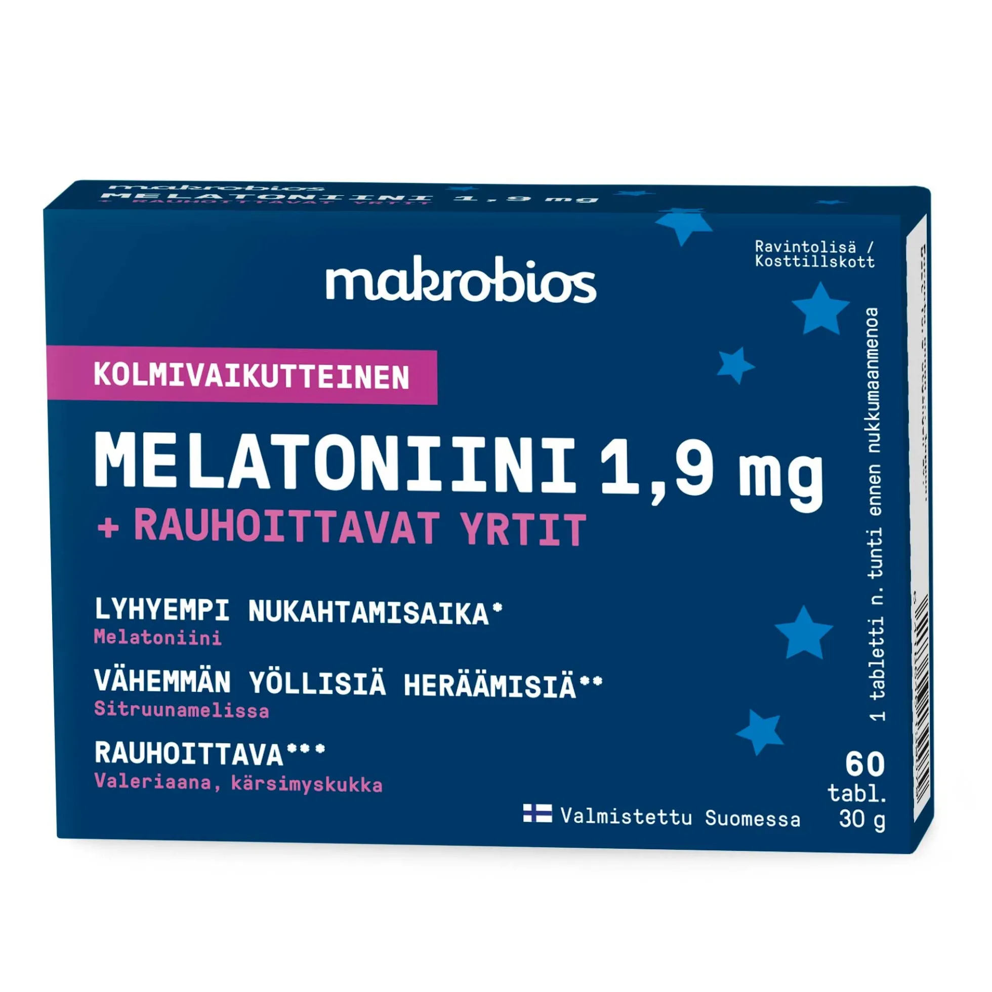 Melatoniini 1,9 mg + yrtit, 60 tabl.