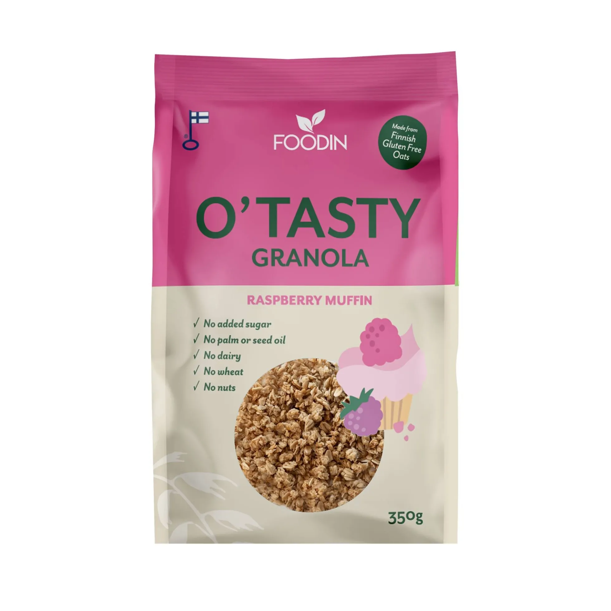 O`Tasty Kauragranola Raspberry muffin, 350 g