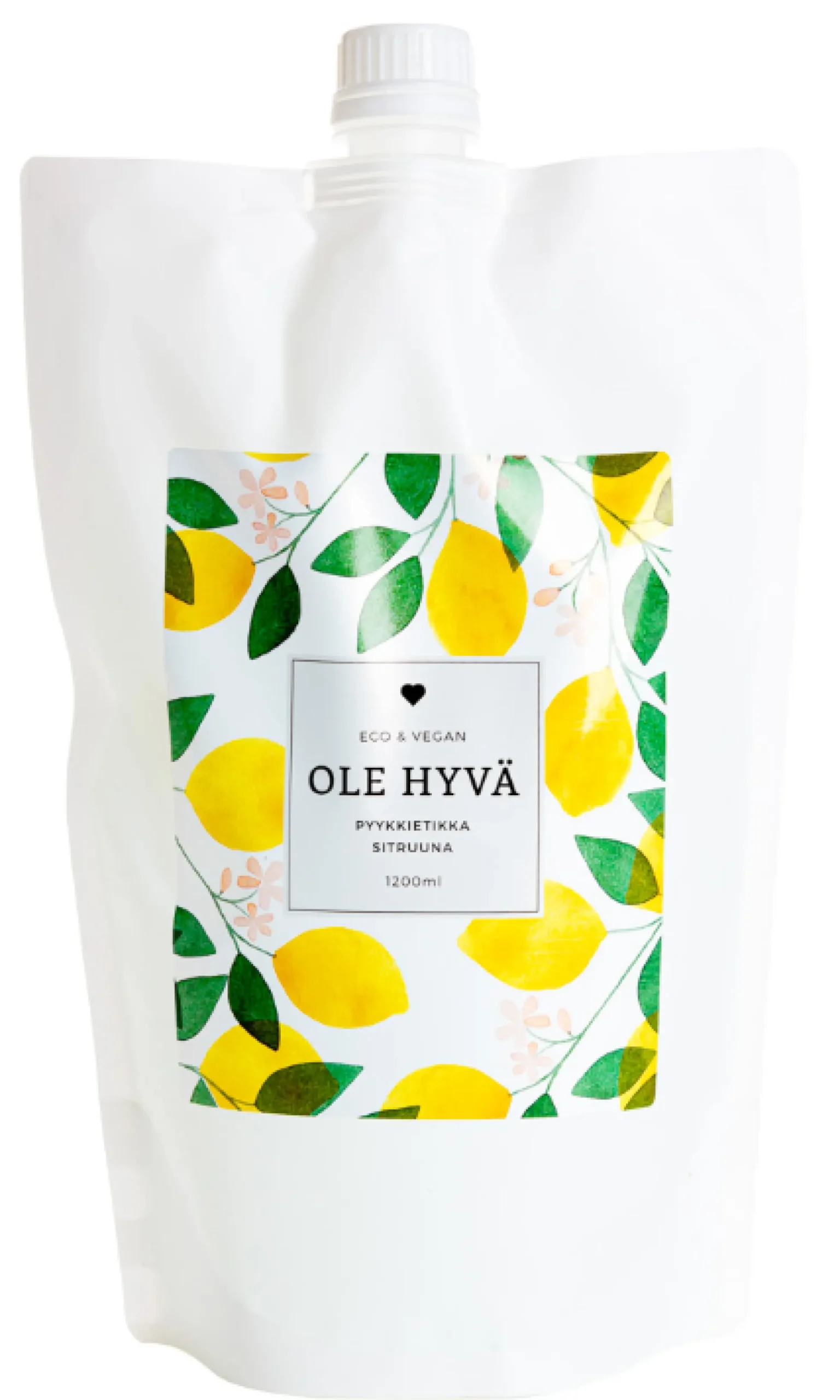 Pyykkietikka, sitruuna, täyttöpussi, 1200 ml