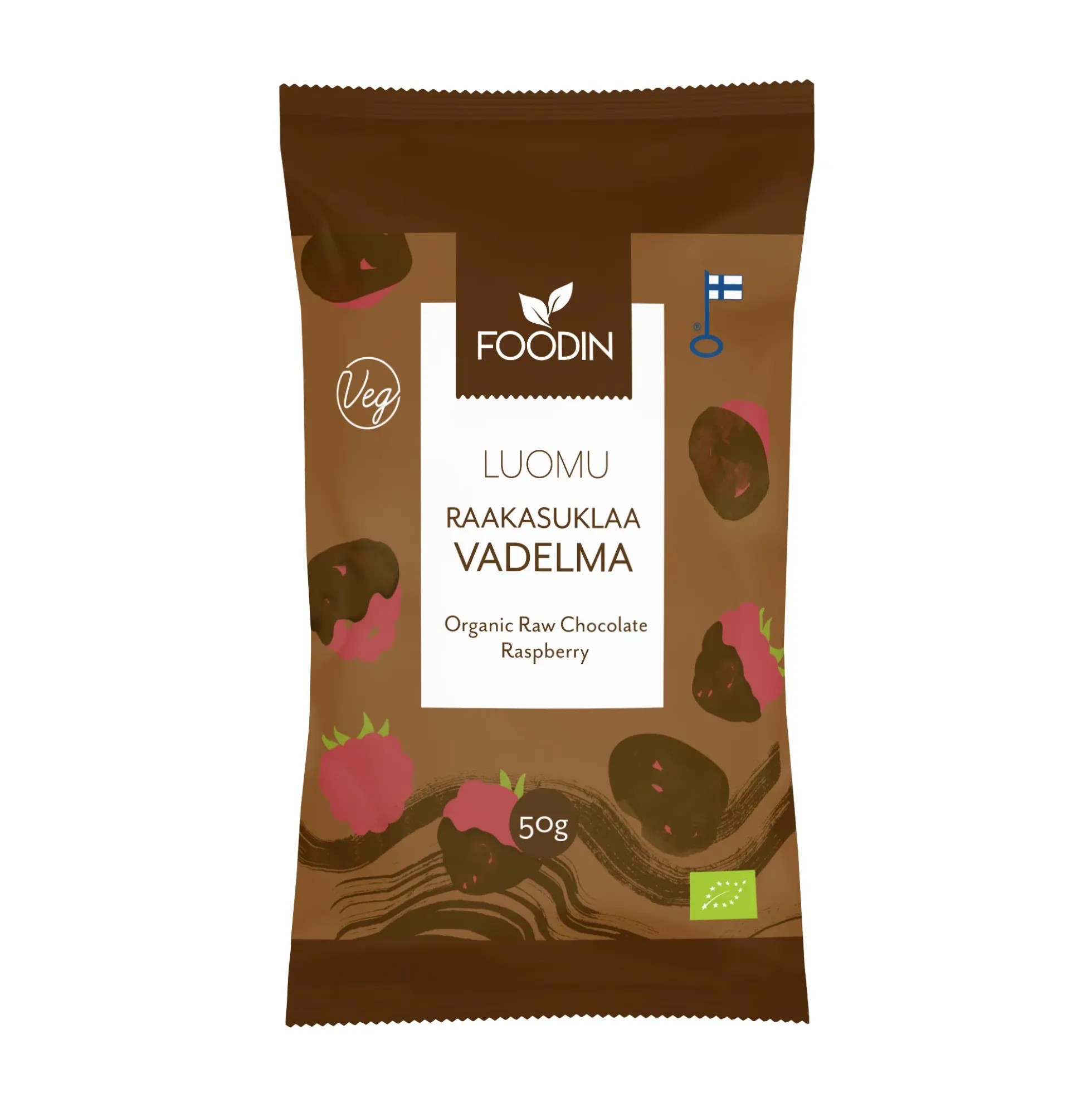 Raakasuklaakuorrutettu vadelma, 50 g