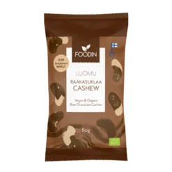 Raakasuklaakuorrutetut cashew-pähkinät, 60 g