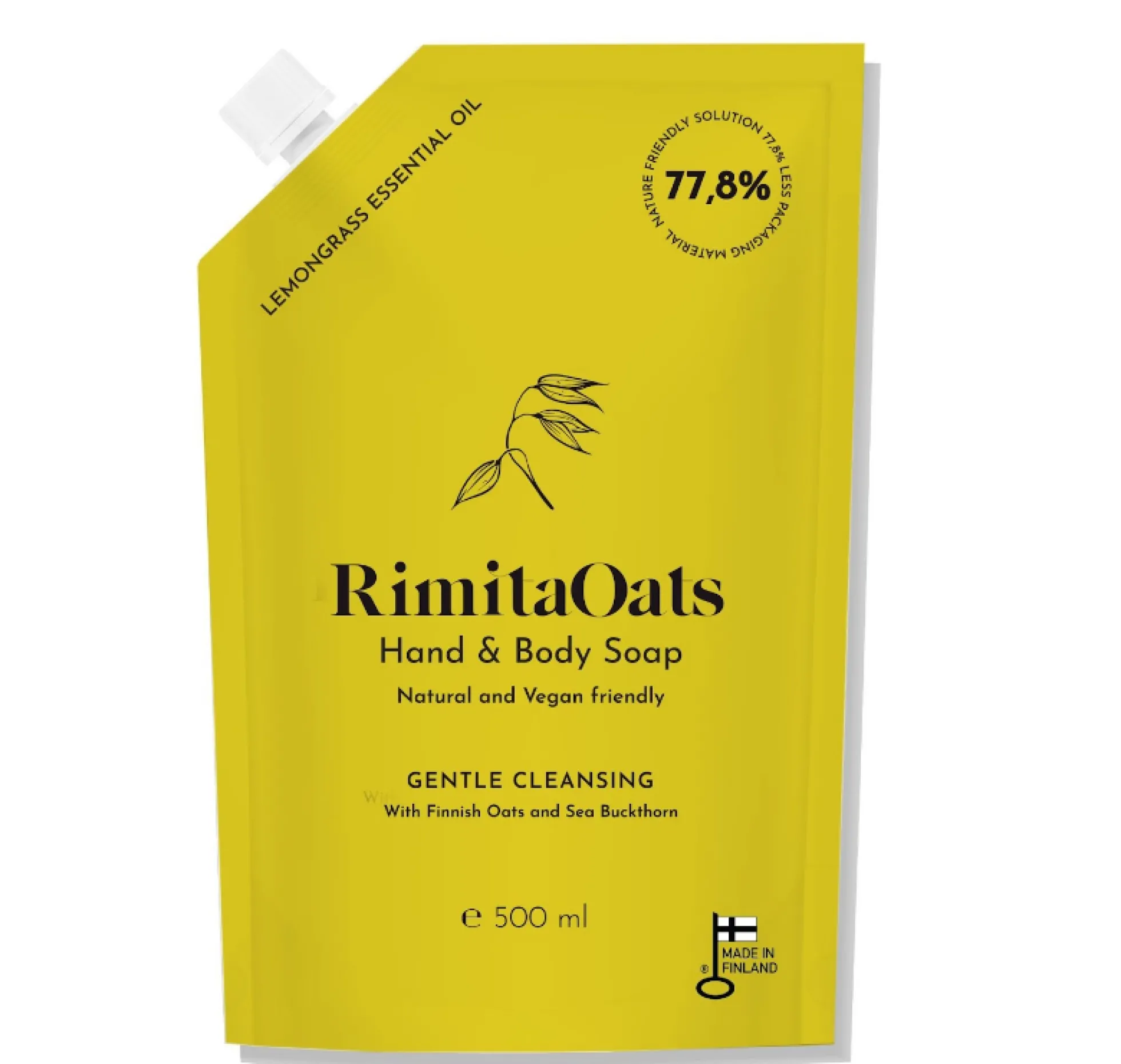 RimitaOats saippuan re-fill pussi, 500 ml