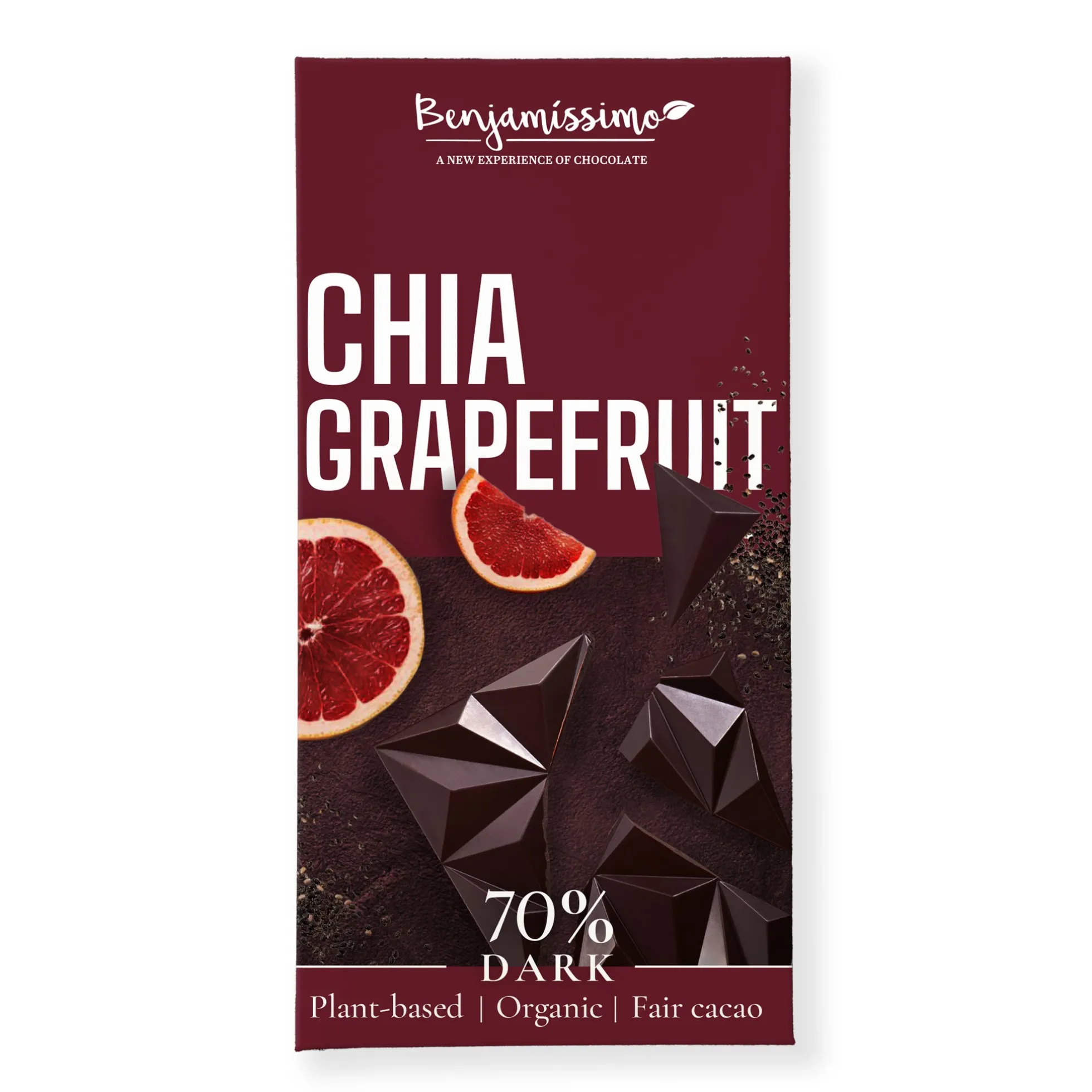 Tumma suklaa 70 %, chia-greippi, 60 g