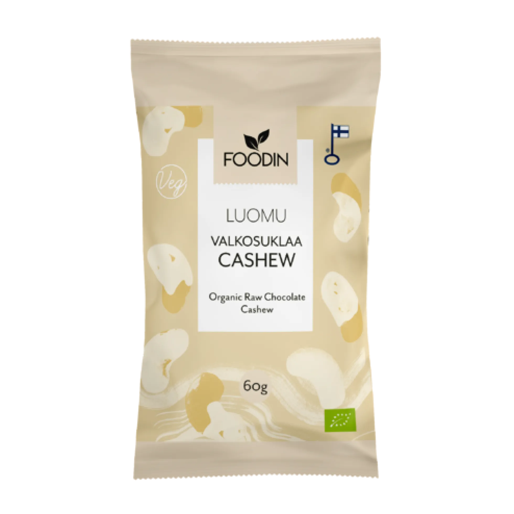 Valkosuklaakuorrutettu cashew, 60g
