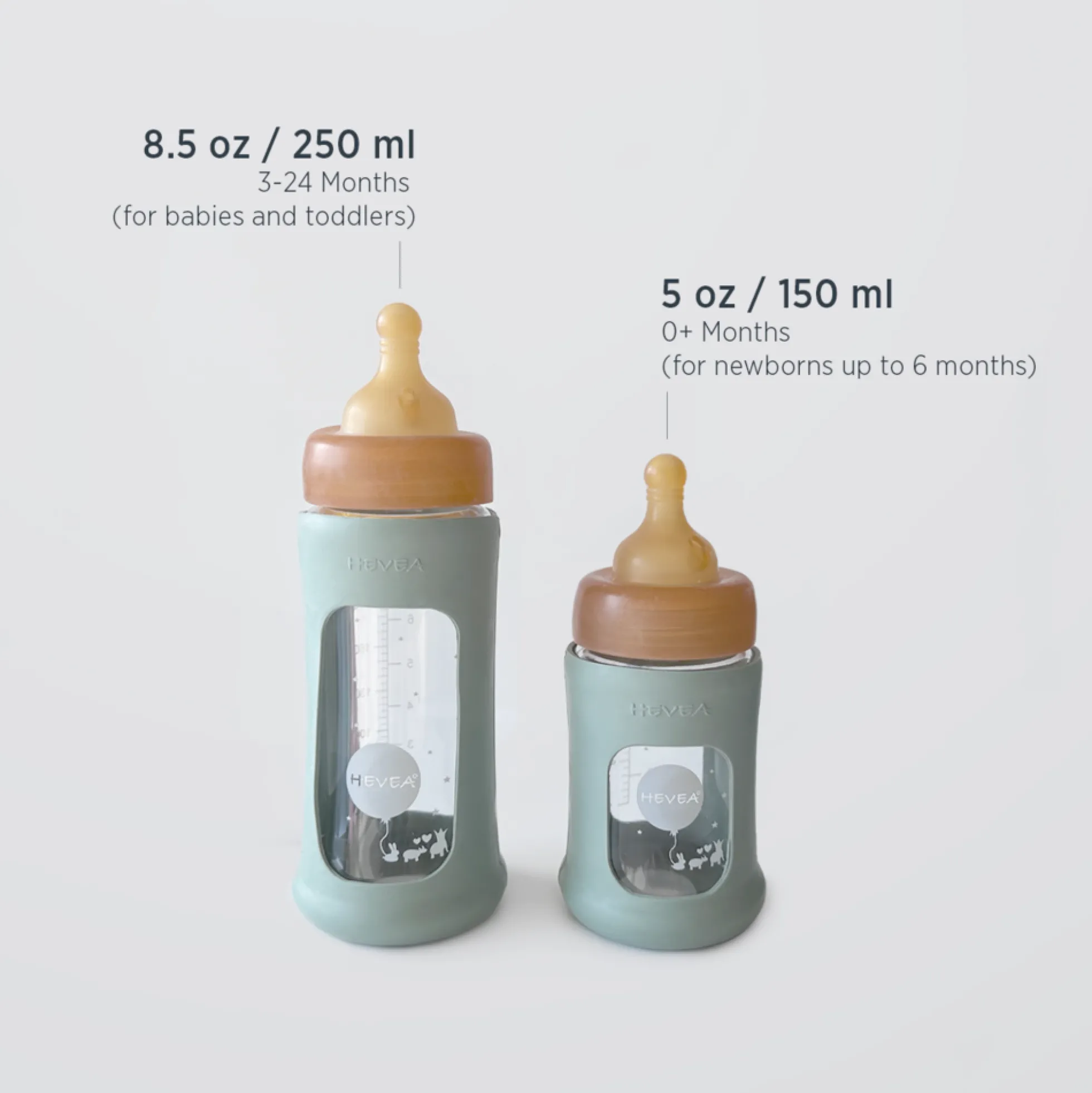 Wide Neck tuttipullo suojalla, 250 ml - seafoam blue